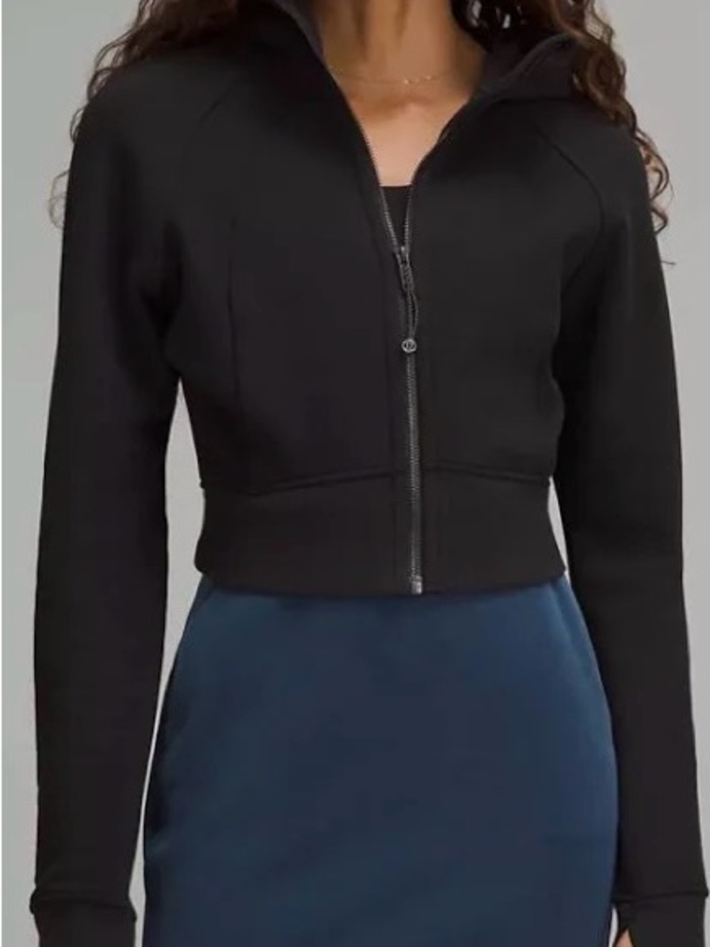 lululemon black cropped scuba full zip